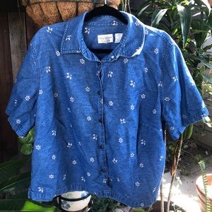 Vintage Liz Claiborne Plus Denim Cropped Blouse